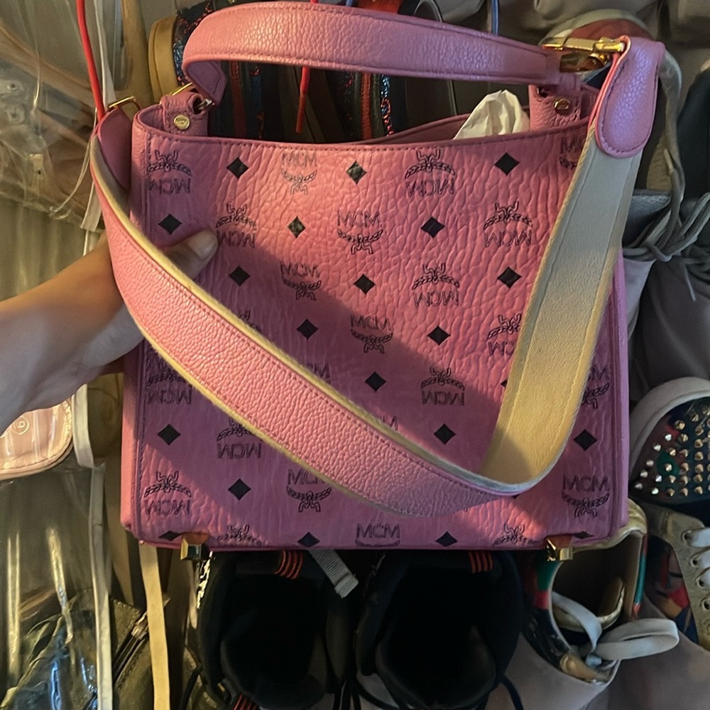 MCM Pink Crossbody Bag with Signature Monogram